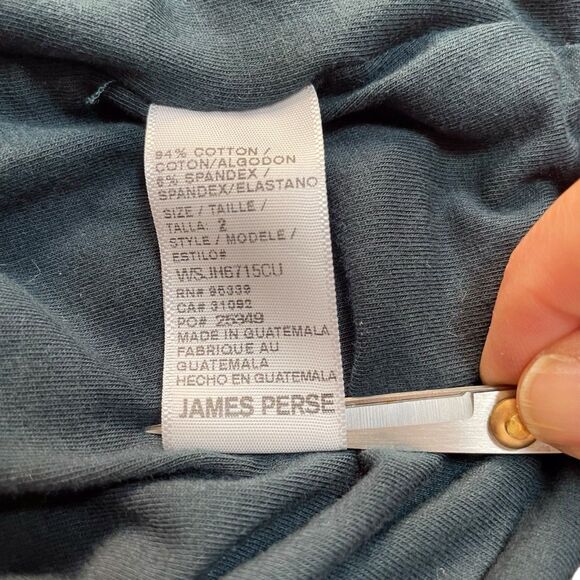 JAMES PERSE Double Shirred Skinny Dress Size 2 Medium Green 3/4 Sleeve EUC - Picture 9 of 16